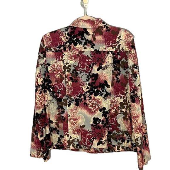 Amber Sun Boho Floral Paisley Textured Denim/Jean Jacket Pastel Blue, Purple L - Picture 3 of 10